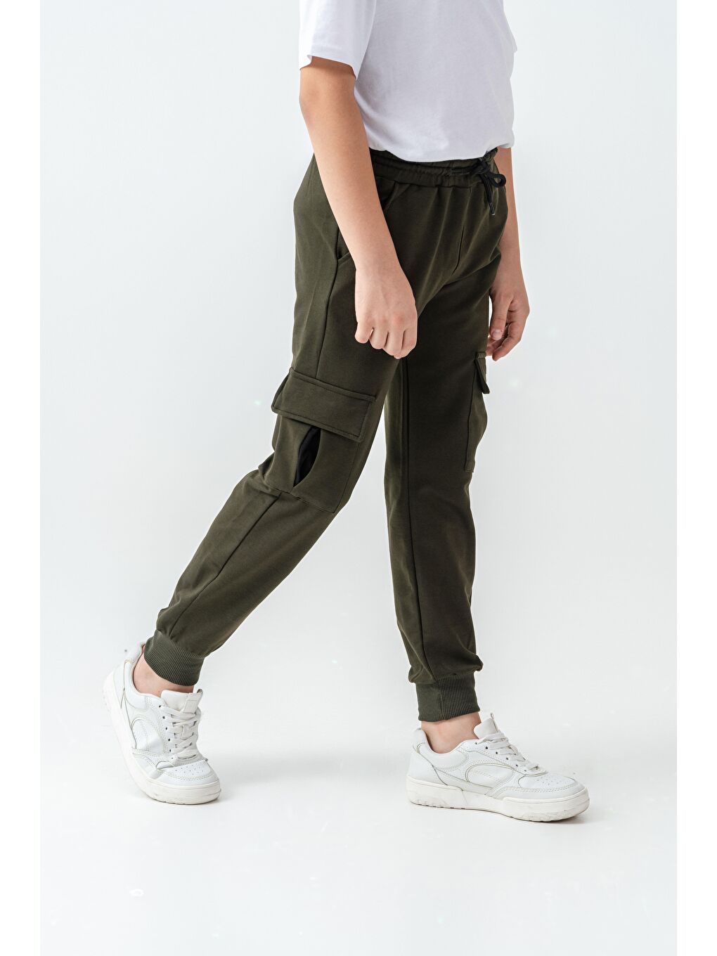 Haki Kargo Cepli Cep Kapağı Level Up Baskılı Erkek Çocuk Eşofman Altı-2