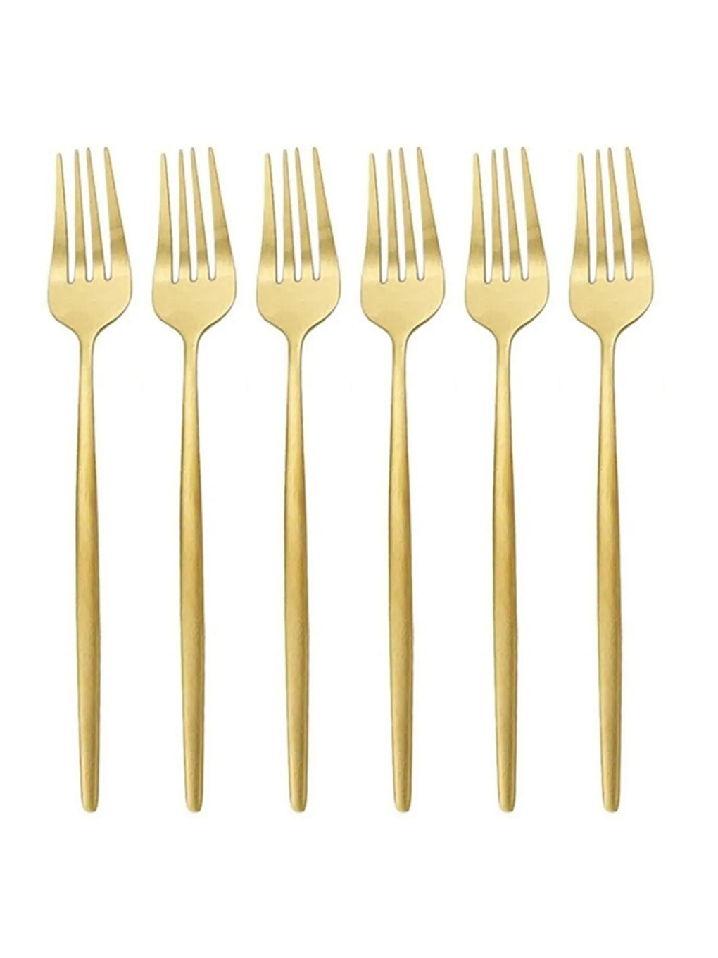 Sarı Lüks Mat Gold 6 Parça Yemek Çatalı Seti