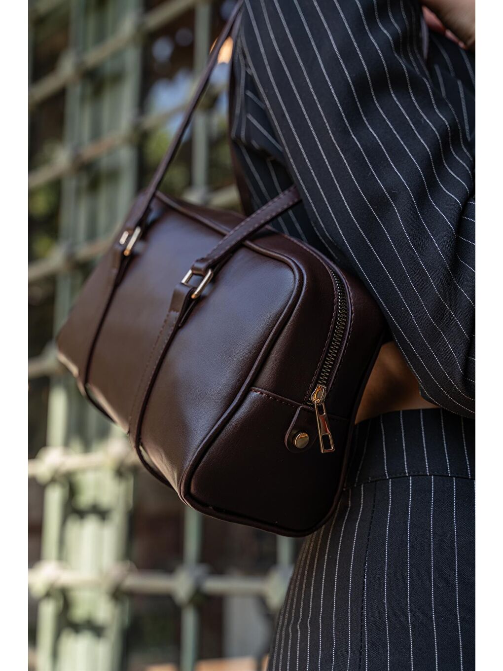 Paplo Uzun Çift Saplı Kadın Çanta - Kahverengi-6