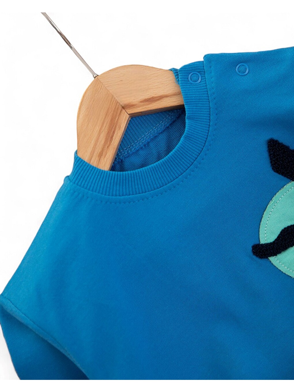 Mavi Erkek Bebek Mevsimlik Martı Nakışlı Sweatshirt, Çizgili Pantalonlu 2'li Alt Üst Takım-2