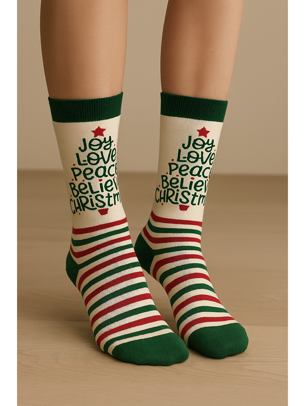 Yılbaşı Soket Çorap Ekru