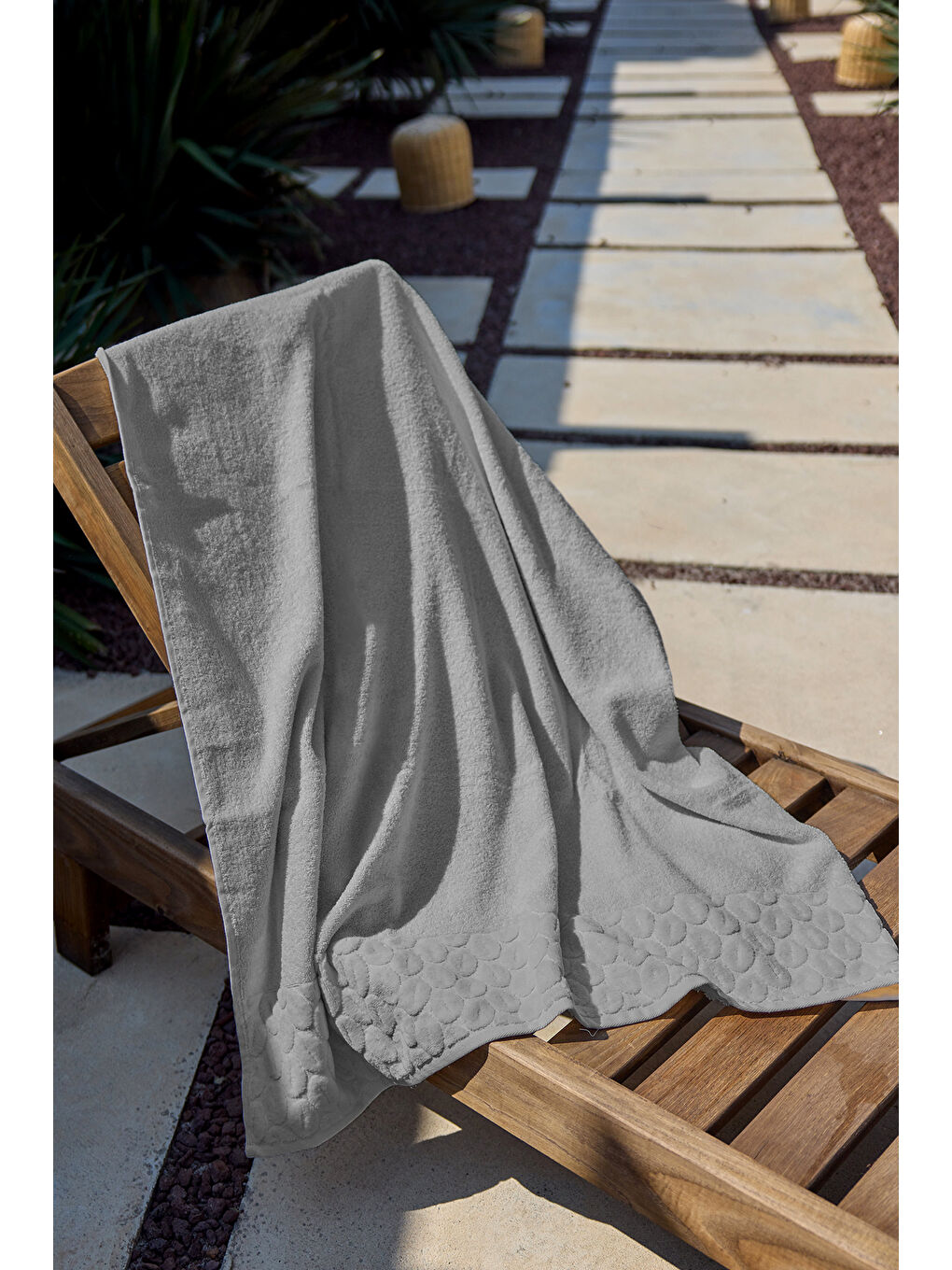 Pamuklu Deniz Havuz Plaj Banyo Havlusu 01 Gri-1
