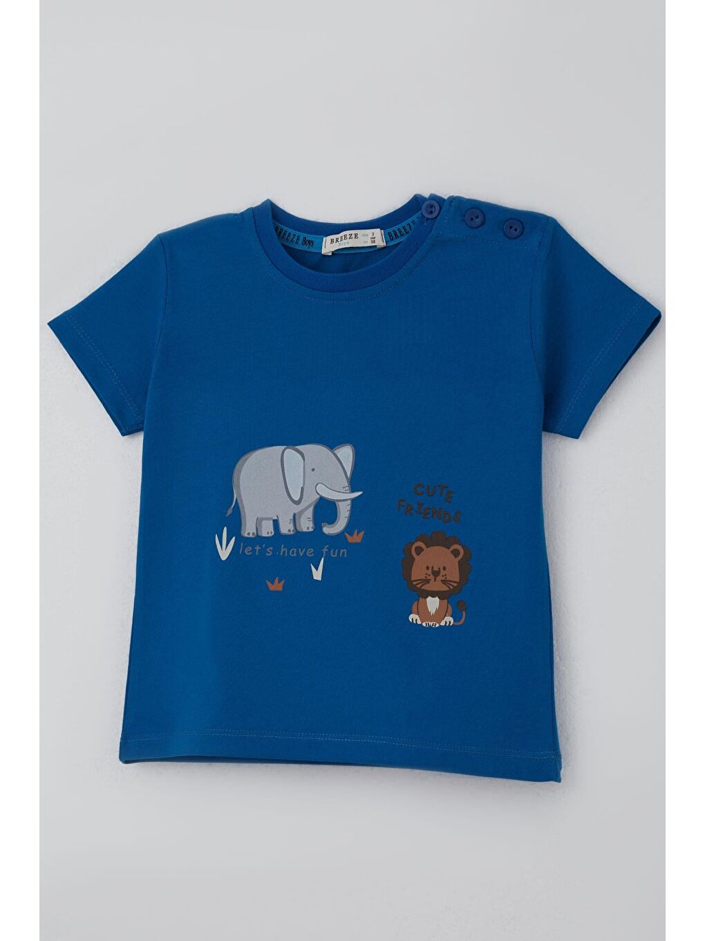 Erkek Bebek Şortlu Takım Sevimli Hayvancık Arkadaşlar Saks Mavisi (9 Ay-3 Yaş)-7