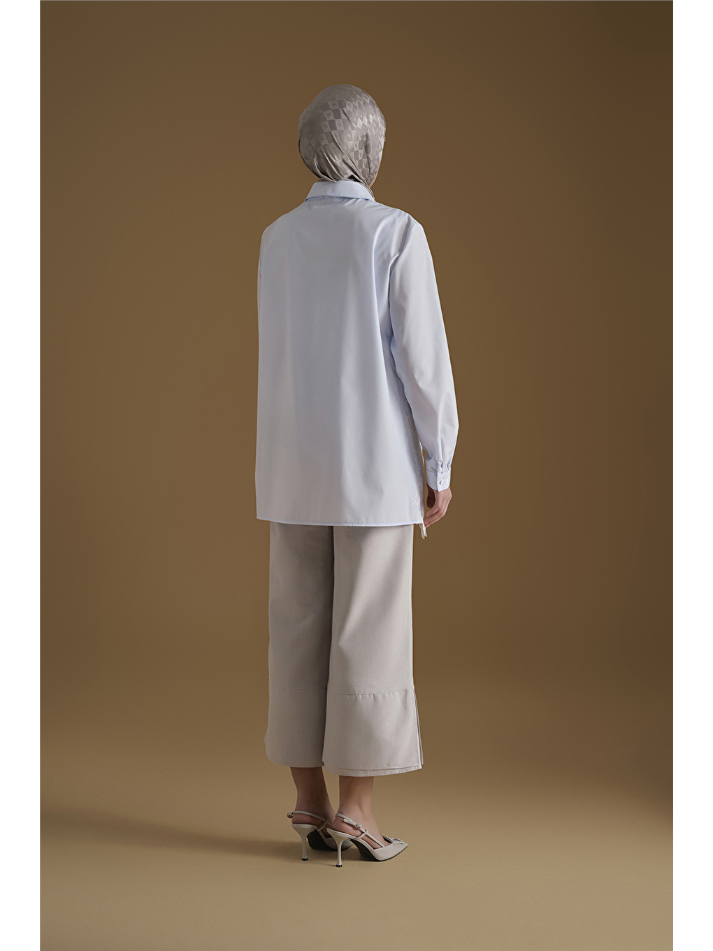 İşlemeli Poplin Tunik Mavi-3