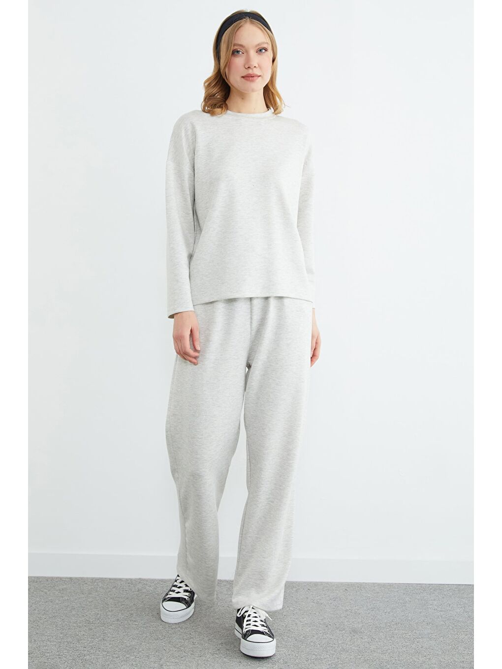 Gri Basic Uzun Kollu Modal 2 Li Takım-2