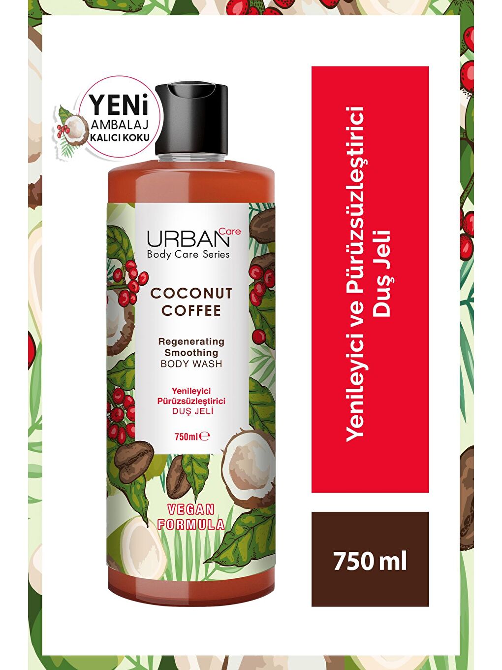 Urban Care Coconut Coffee Yenileyici ve Pürüzsüzleştirici Duş Jeli 750 ml