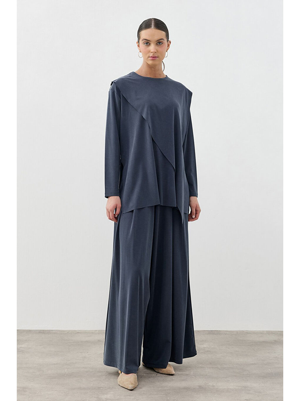 Önü Pileli Pantolonlu Moly Takım 1626 Lacivert-1