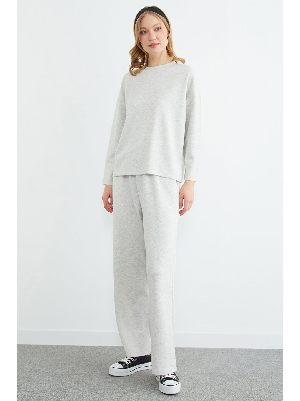 Gri Basic Uzun Kollu Modal 2 Li Takım-3
