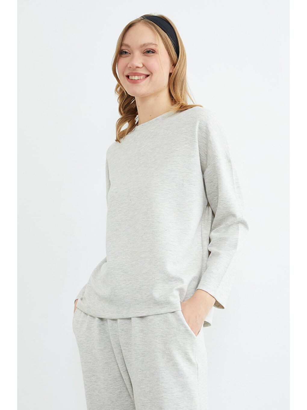 Gri Basic Uzun Kollu Modal 2 Li Takım-4