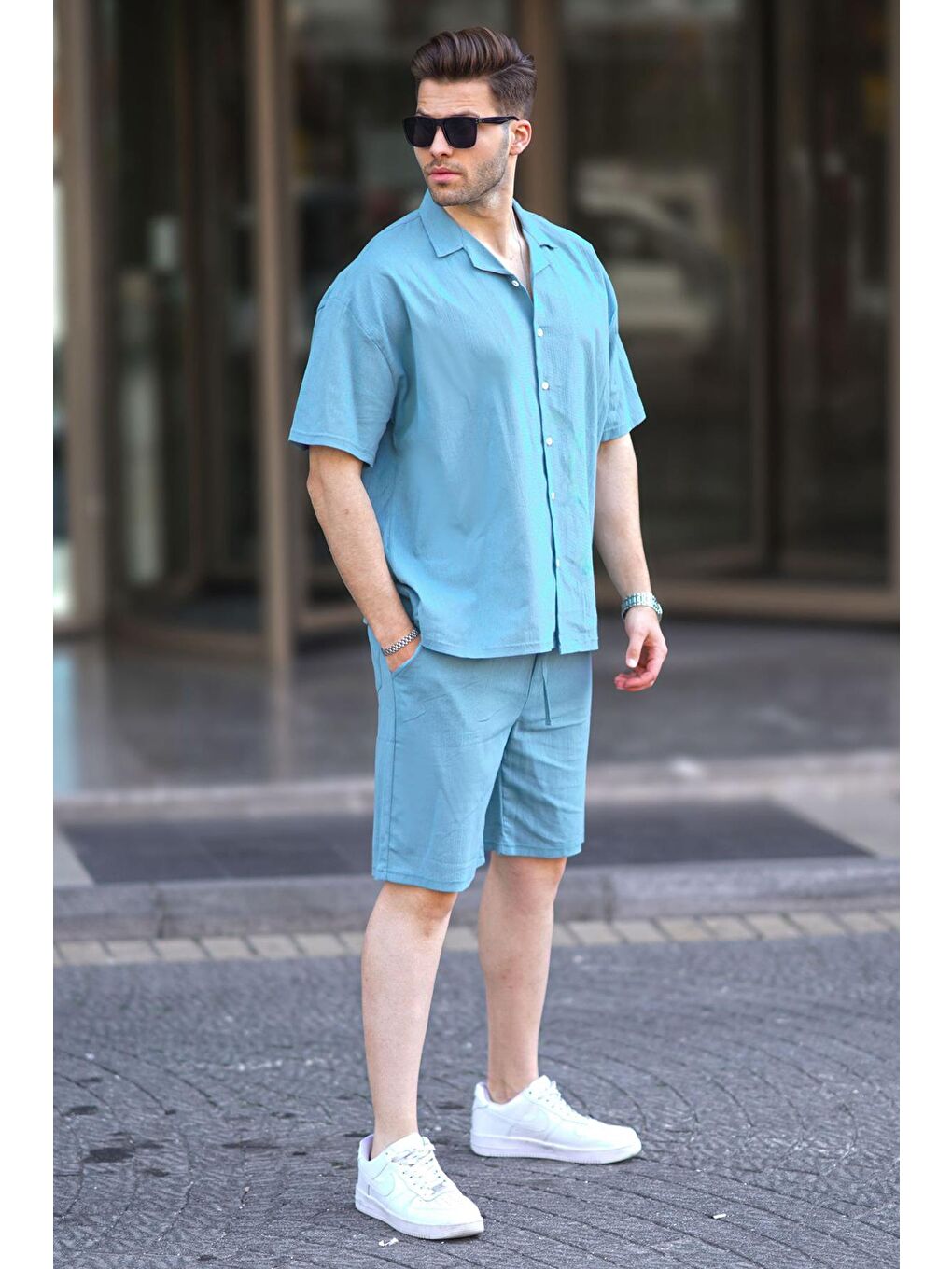 Mavi Basic Erkek Şort %100 Pamuk Takımı 6729