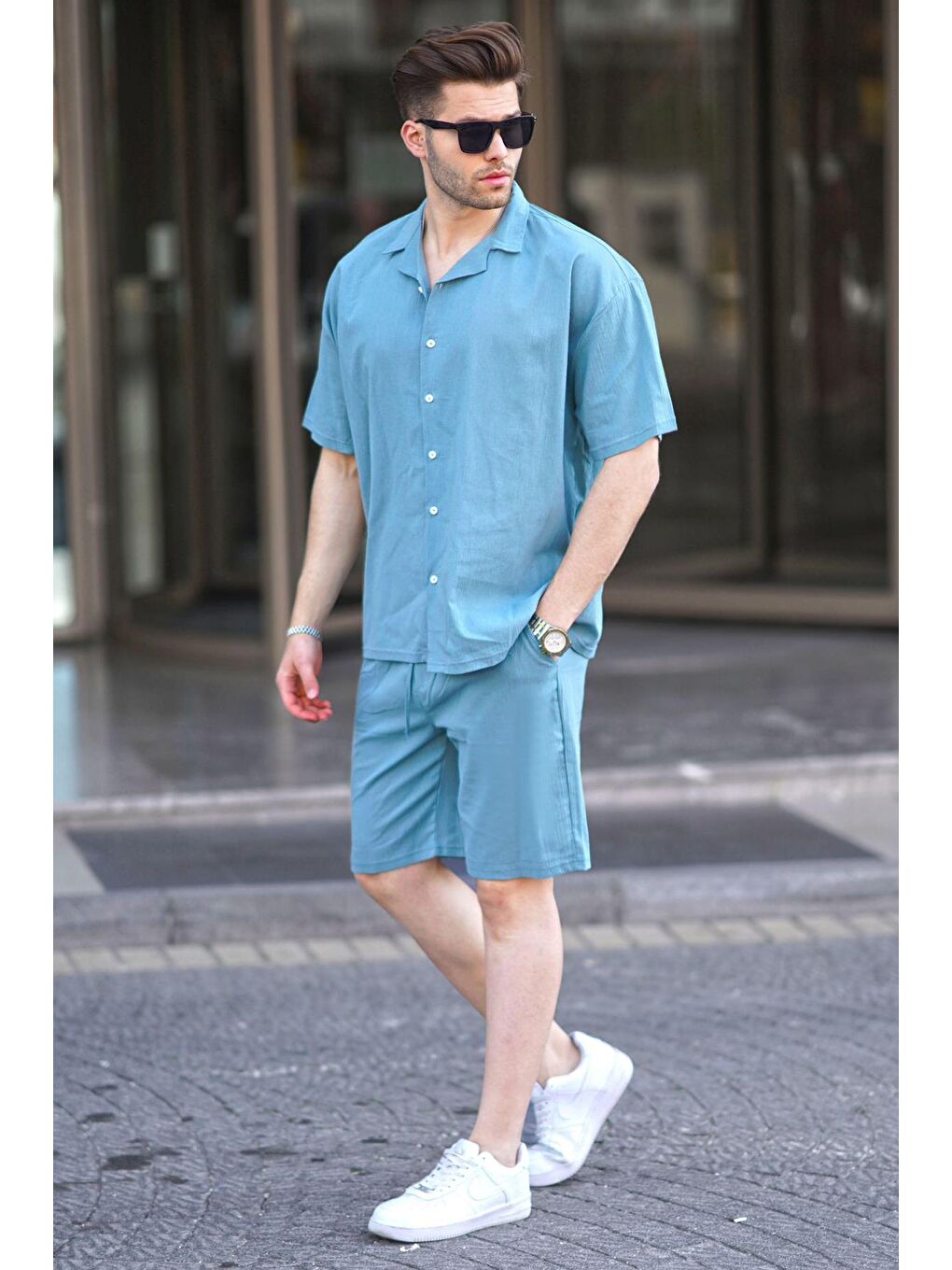 Mavi Basic Erkek Şort %100 Pamuk Takımı 6729-1