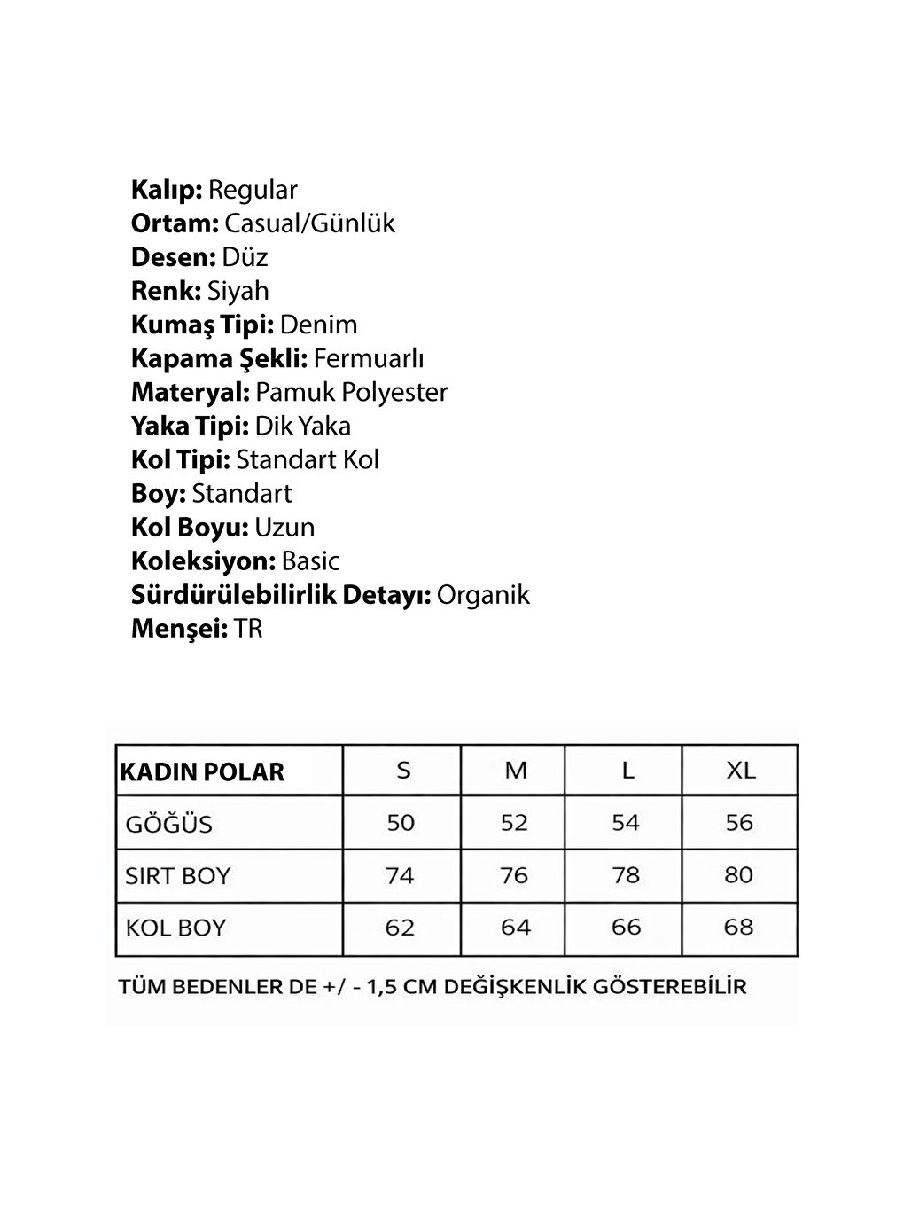 Siyah Premium Kadın Tam Cepli Fermuarlı Outdoor Spor Polar Ceket