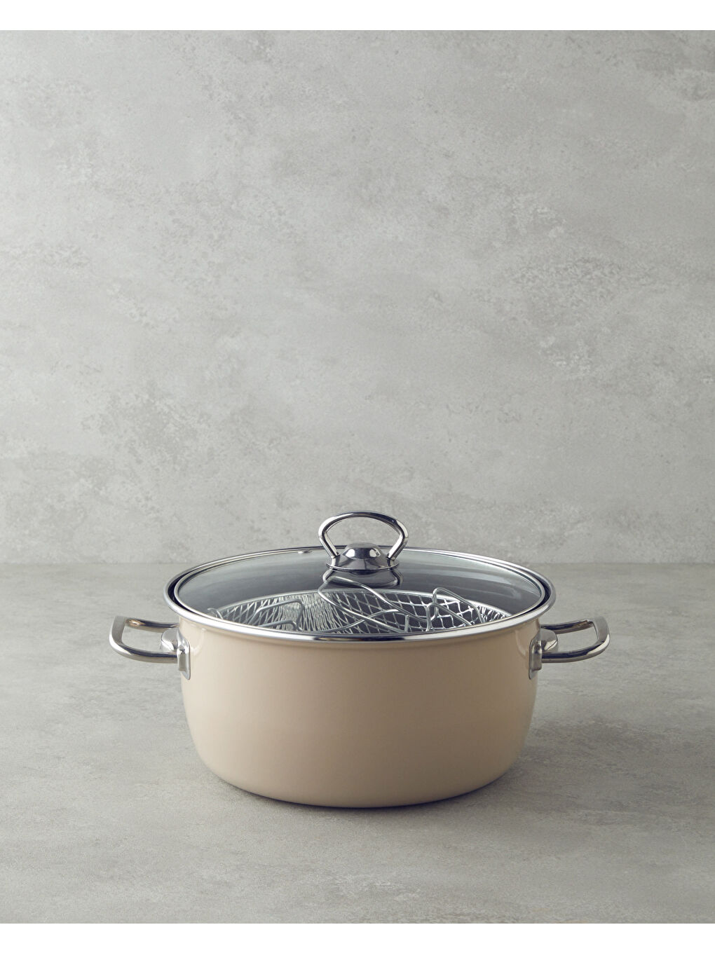 Kahverengi Sartagi Emaye Kızartma Tencere 22 cm Mocha