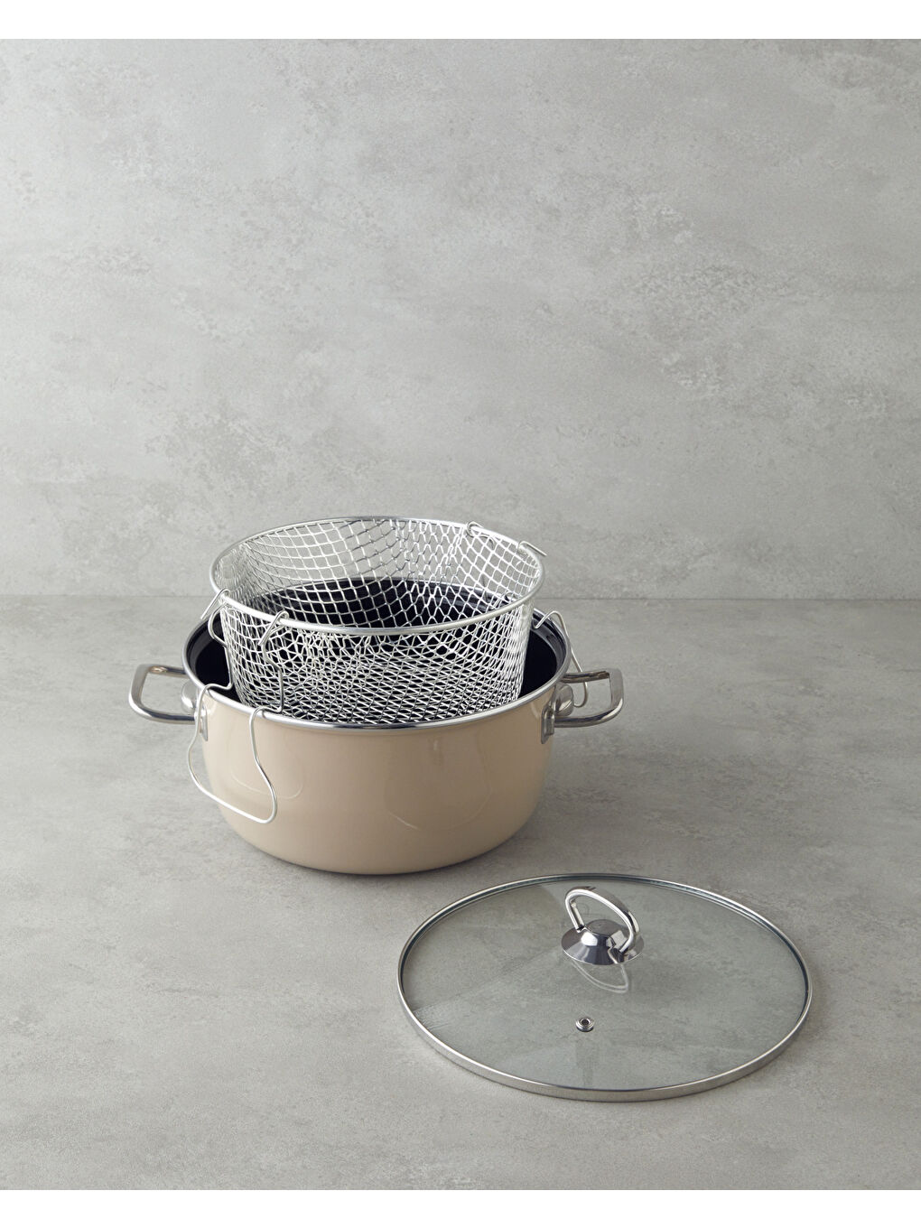 Kahverengi Sartagi Emaye Kızartma Tencere 22 cm Mocha-1