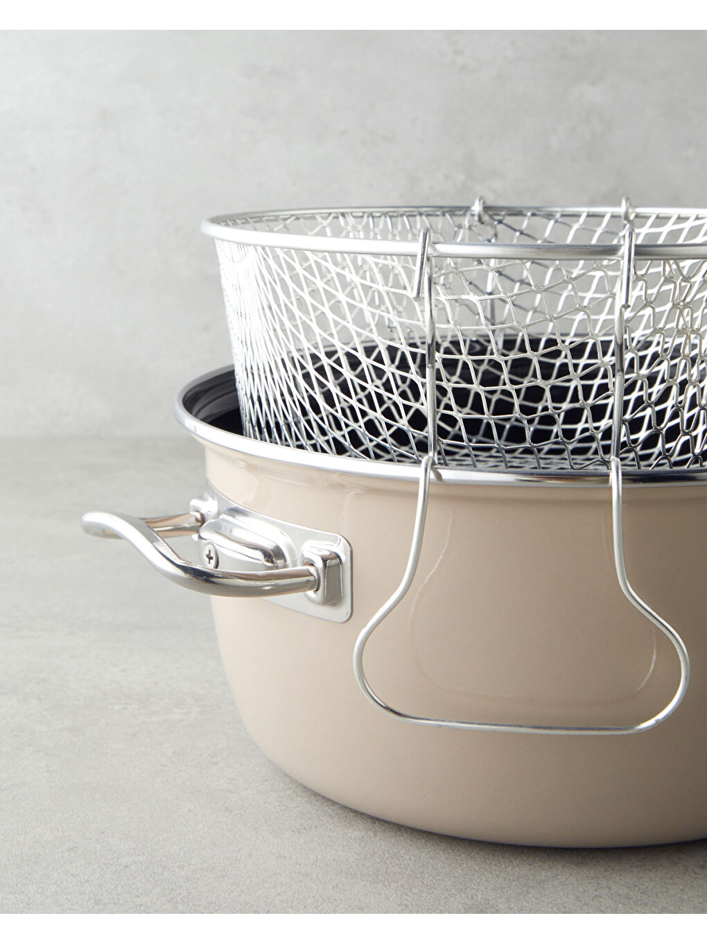 Kahverengi Sartagi Emaye Kızartma Tencere 22 cm Mocha-2