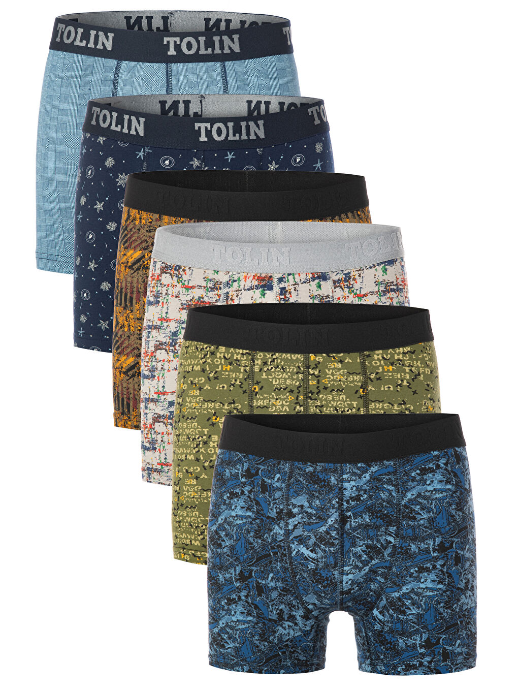 Erkek 6'lı Süprem Pamuklu Elastanlı Karışık Desenli Boxer Seti 4147-04