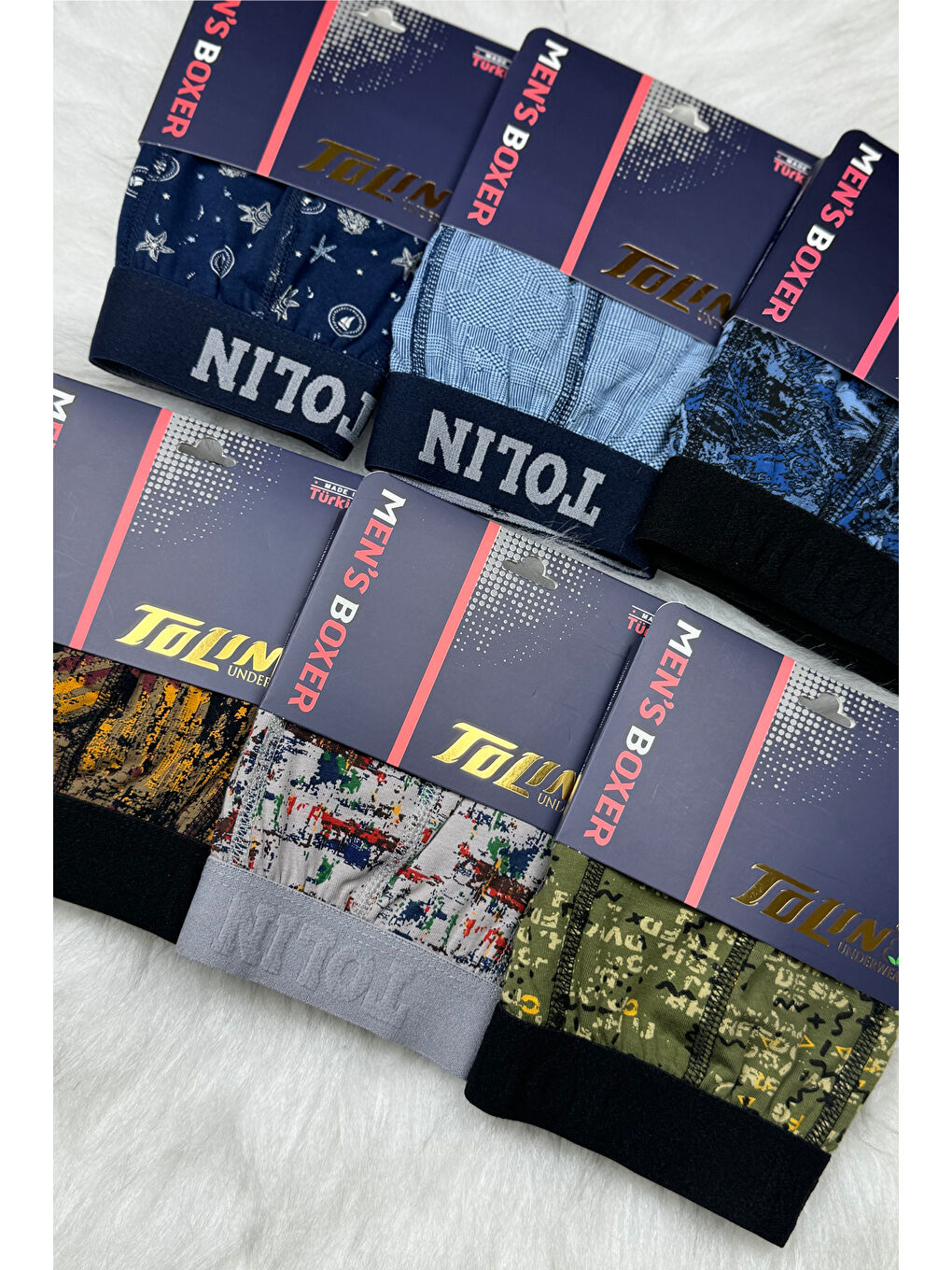 Erkek 6'lı Süprem Pamuklu Elastanlı Karışık Desenli Boxer Seti 4147-04-1