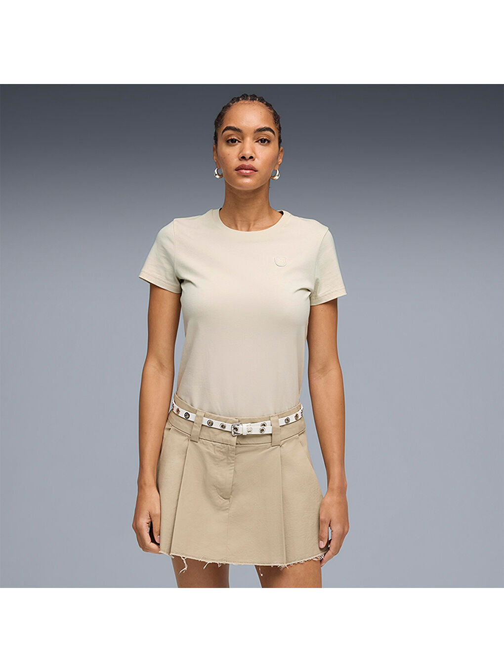 Essential Elevated Kadın Ekru Tişört