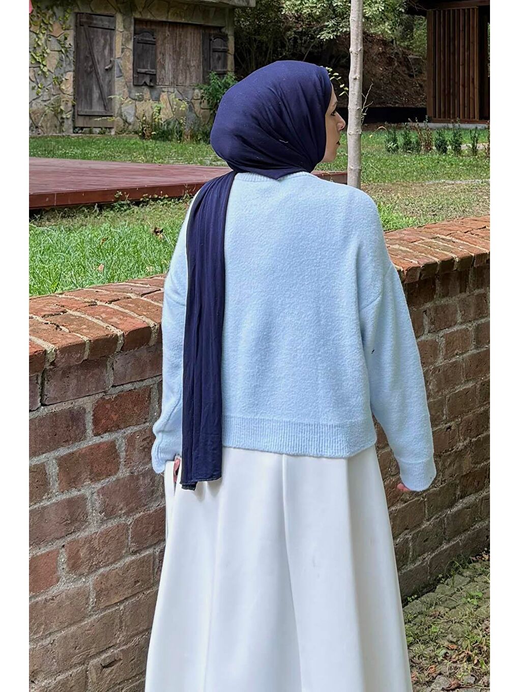 Gold Düğme Detaylı Hırka Bebe Mavisi-3