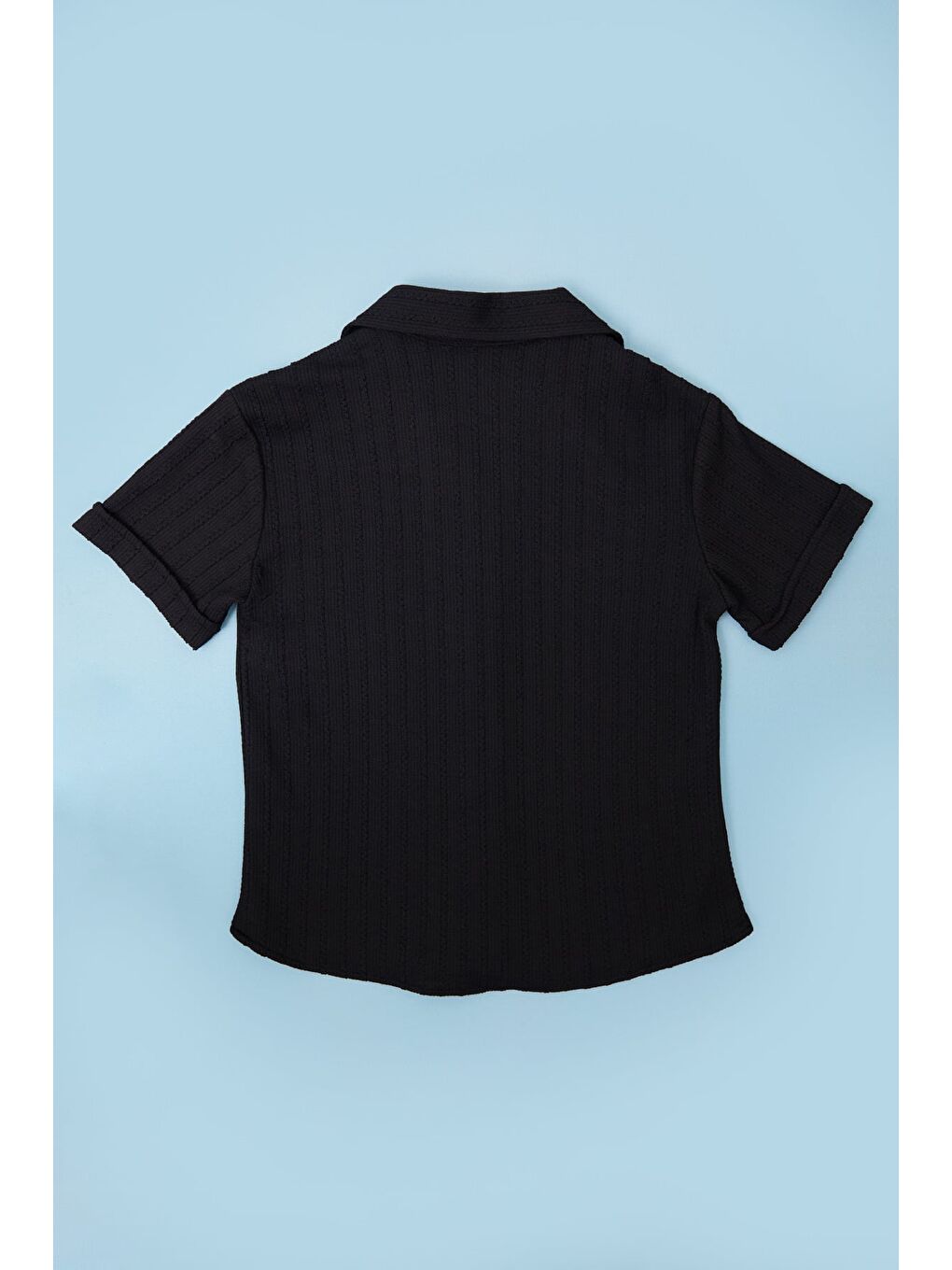 Siyah Jakarlı Düğmeli Erkek Çocuk Gömlek-2