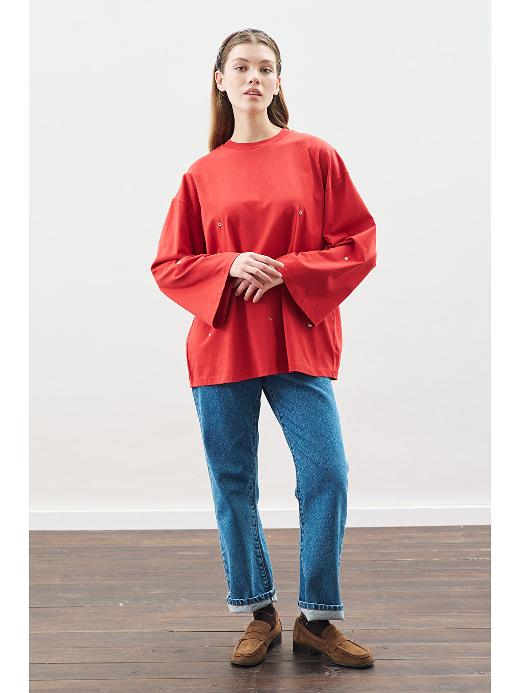 Çıtçıt Ayarlamalı Tshırt Kırmızı-1