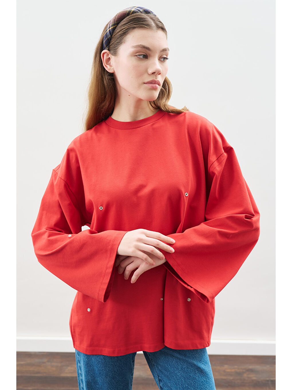 Çıtçıt Ayarlamalı Tshırt Kırmızı-3