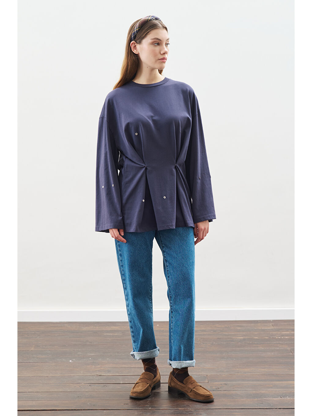 Çıtçıt Ayarlamalı Tshırt Lacivert-1