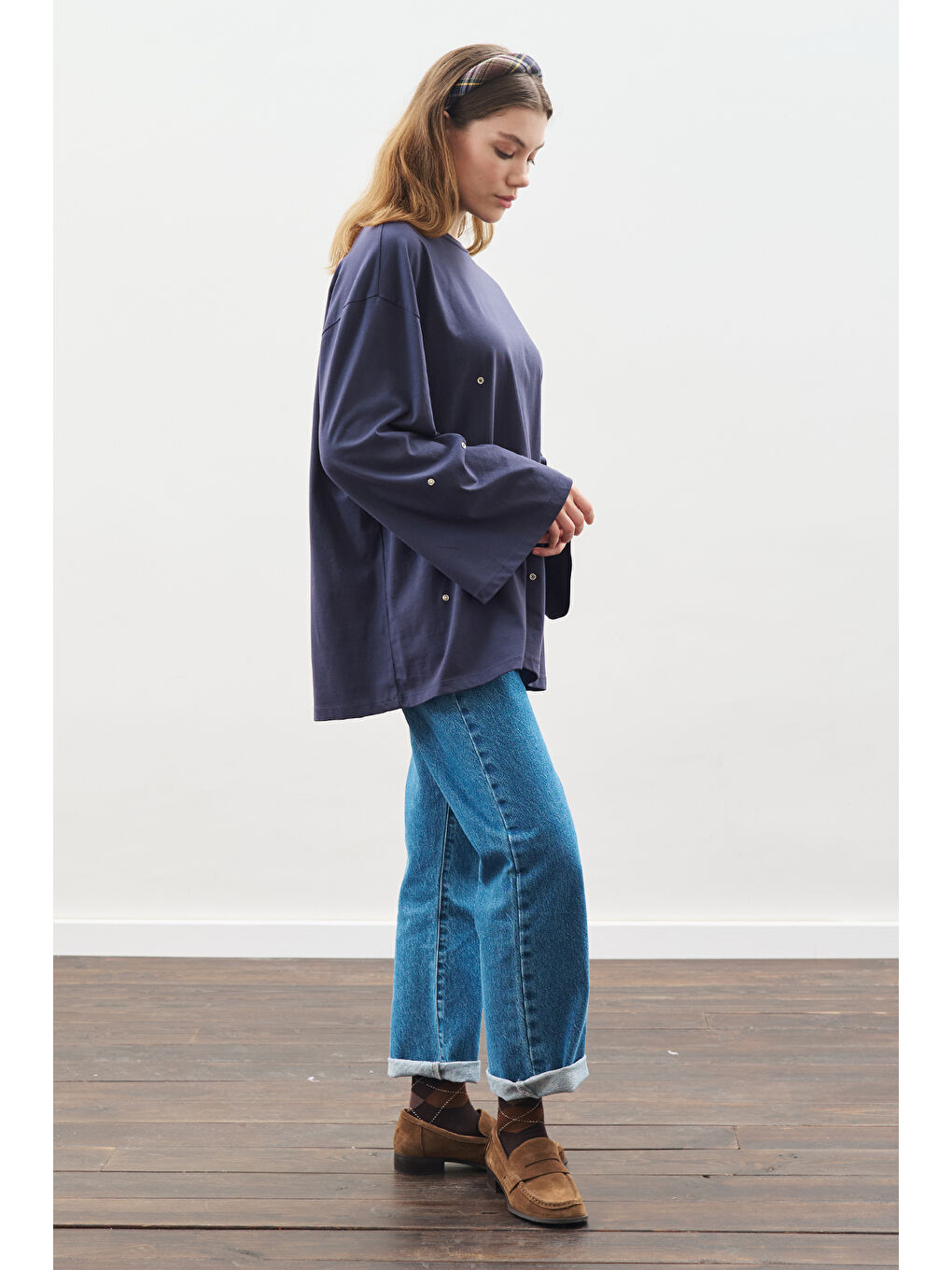 Çıtçıt Ayarlamalı Tshırt Lacivert-2