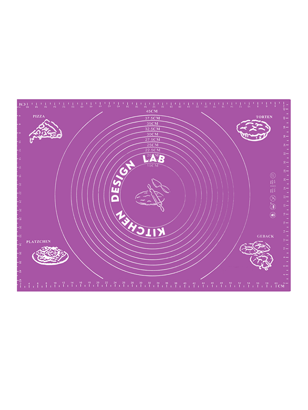 Karışık 2'li Set Mor 45x65 cm Silikon Hamur Açma Matı ve Gri Silikon Yanmaz Mutfak Fırın Eldiveni-2