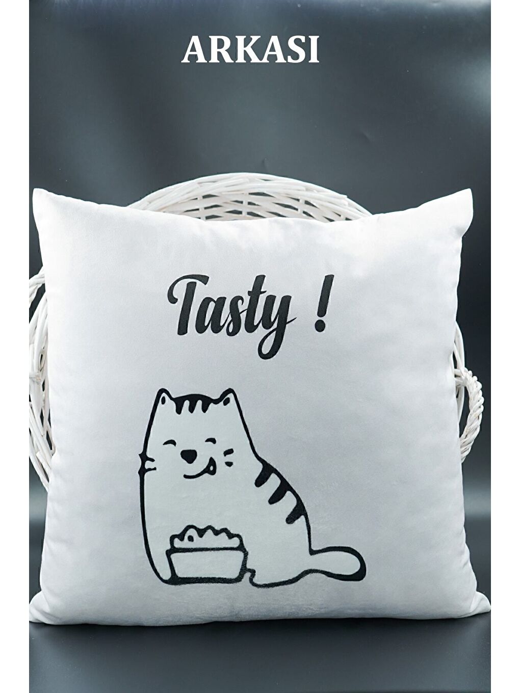 Beyaz Harfli Kırlent Kılıfı Kadife 43x43 Cm Çift Taraflı Z Harfi Kedi Desenli Evlilik Teklifi Doğum Günü-1