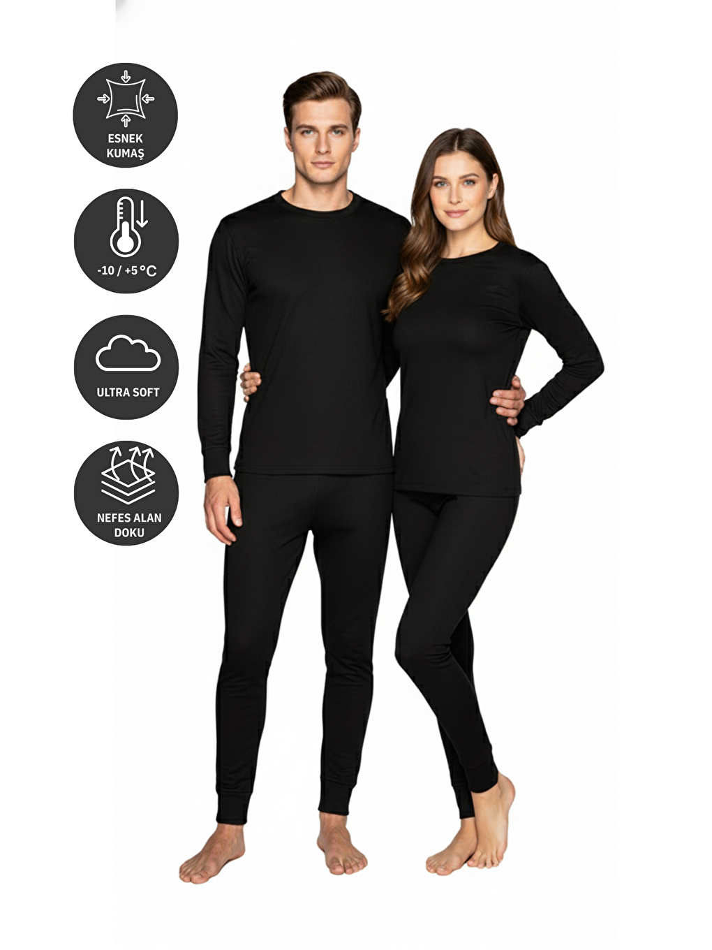 Siyah Active Yetişkin Termal İçlik Set SİYAH-1