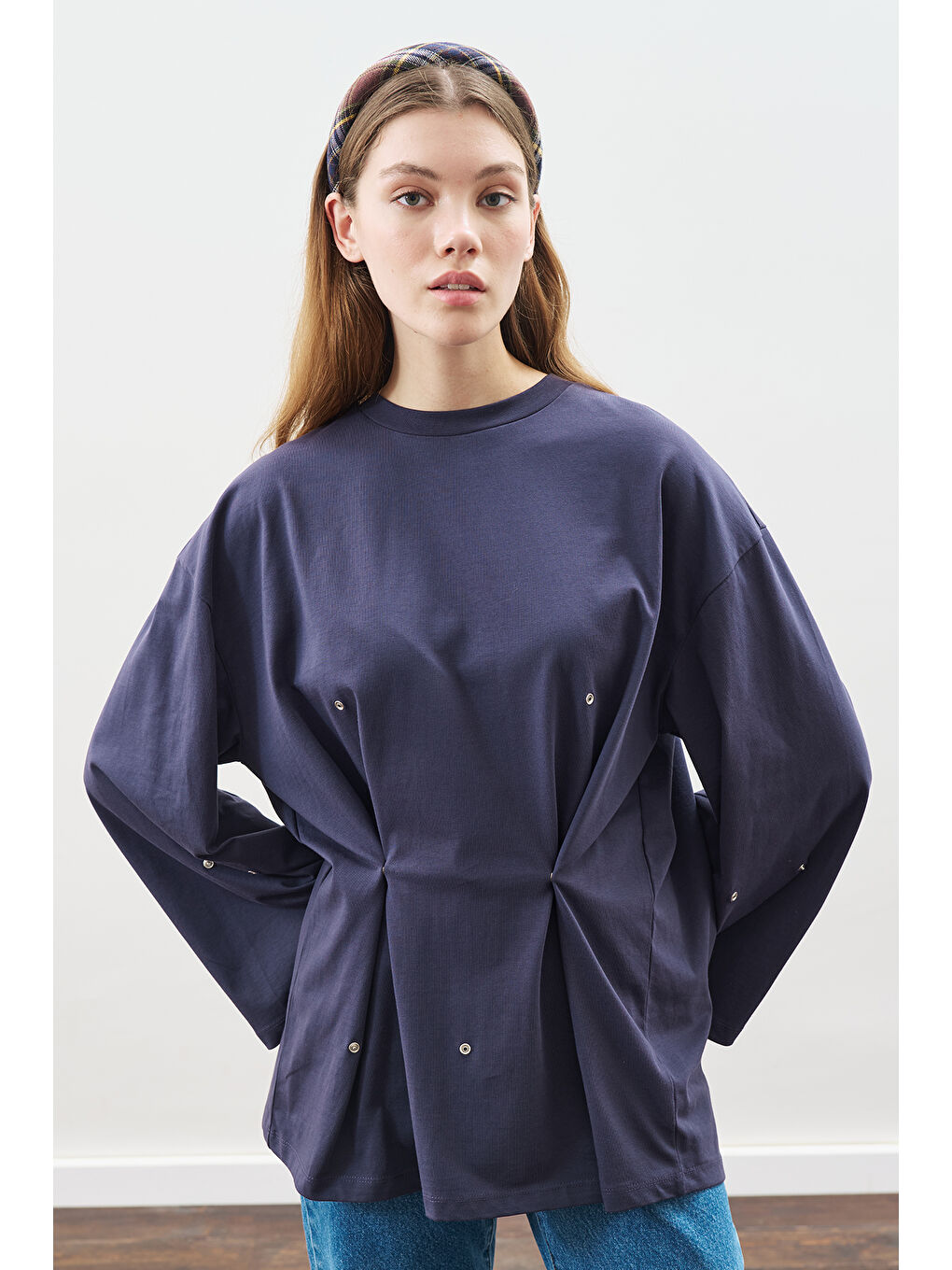 Çıtçıt Ayarlamalı Tshırt Lacivert-4