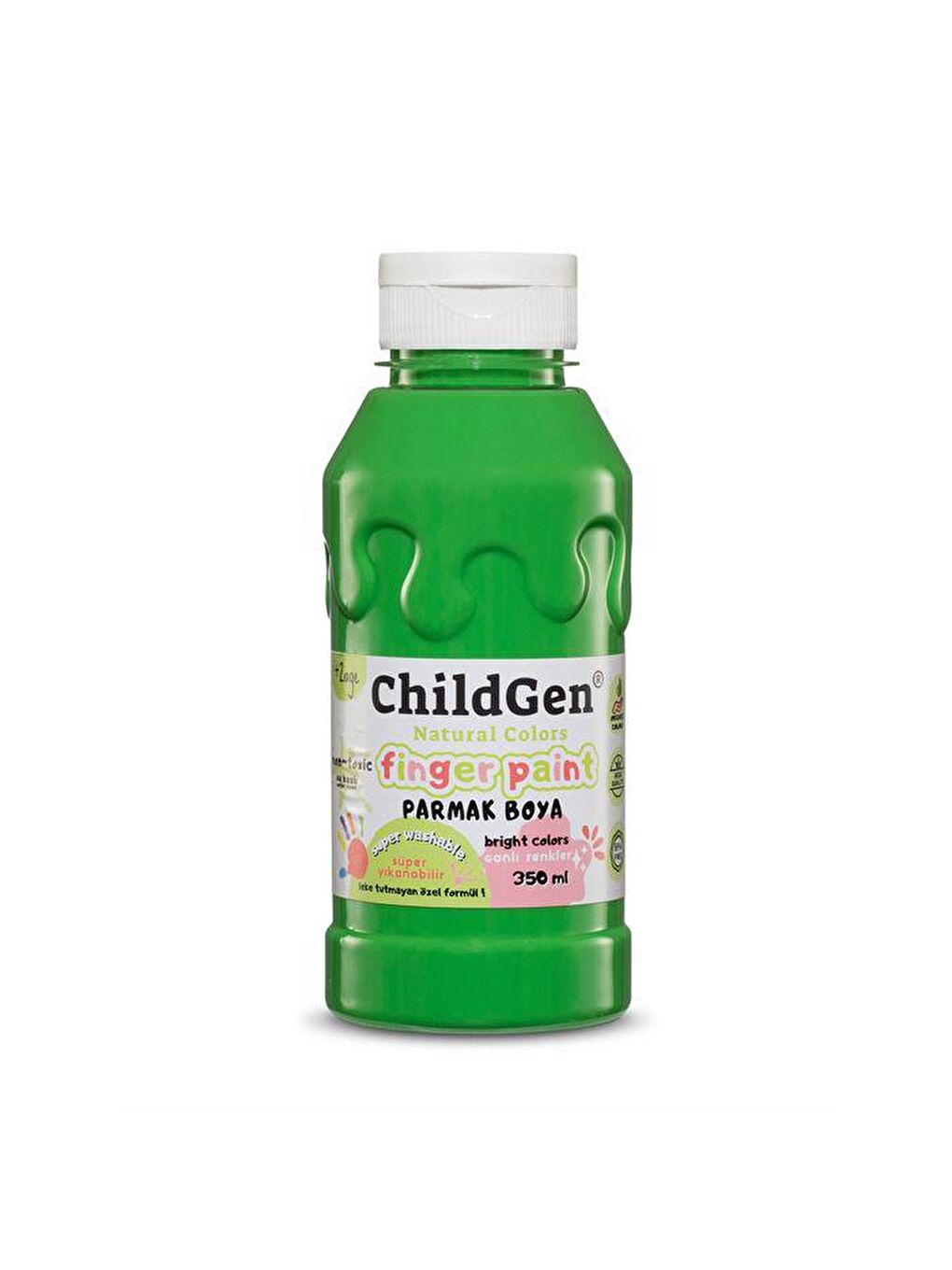 ChildGen Yeşil Süper Yıkanabilir Parmak Boya 350ml - Yeşil