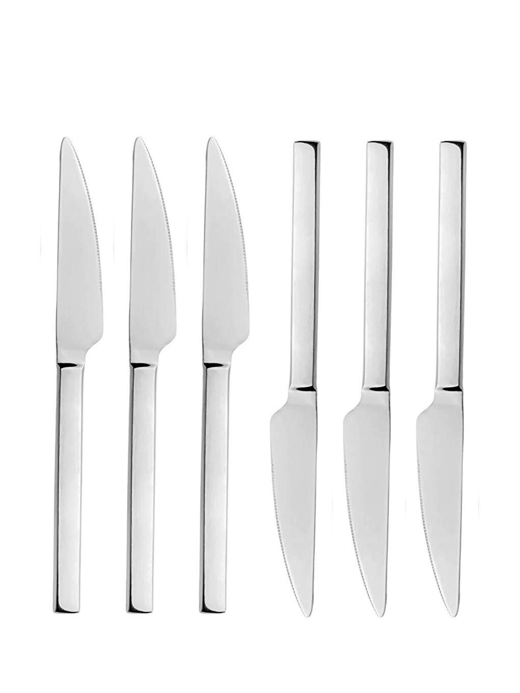 Gri Lüks 6 Parça Gümüş Renk Yemek Bıçak Takımı-1
