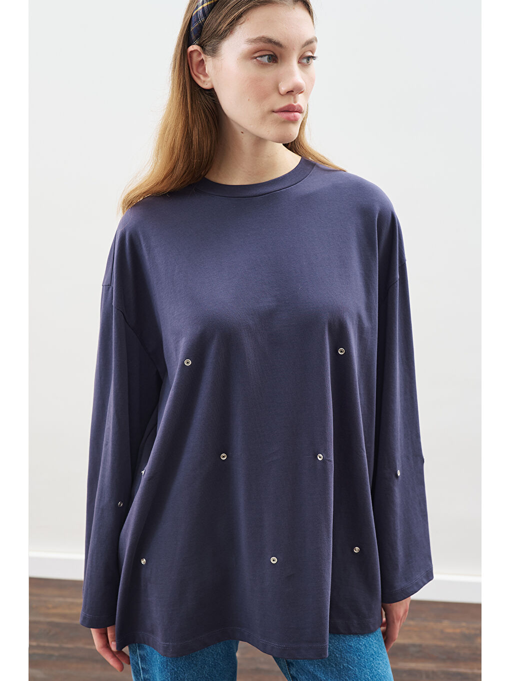 Çıtçıt Ayarlamalı Tshırt Lacivert-5