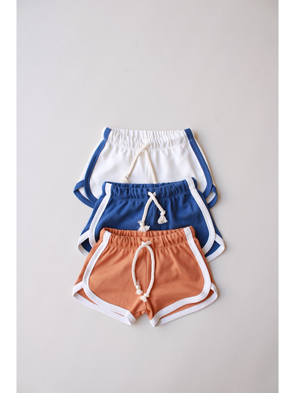 Bej 3'Lü Biyeli Penye Şort Model 4-2