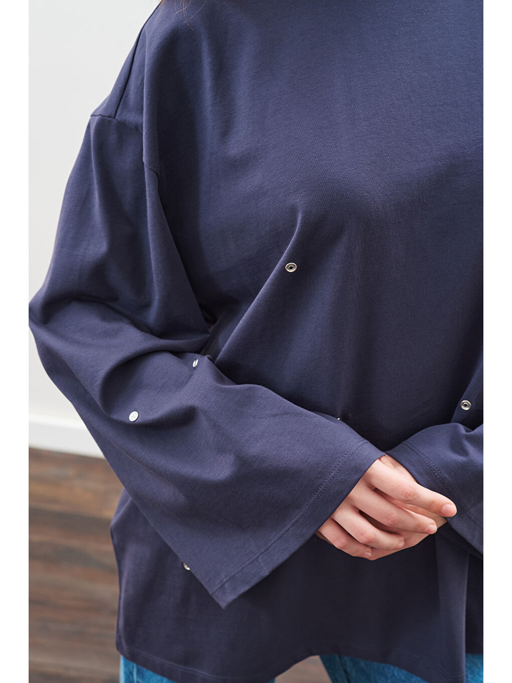 Çıtçıt Ayarlamalı Tshırt Lacivert-6