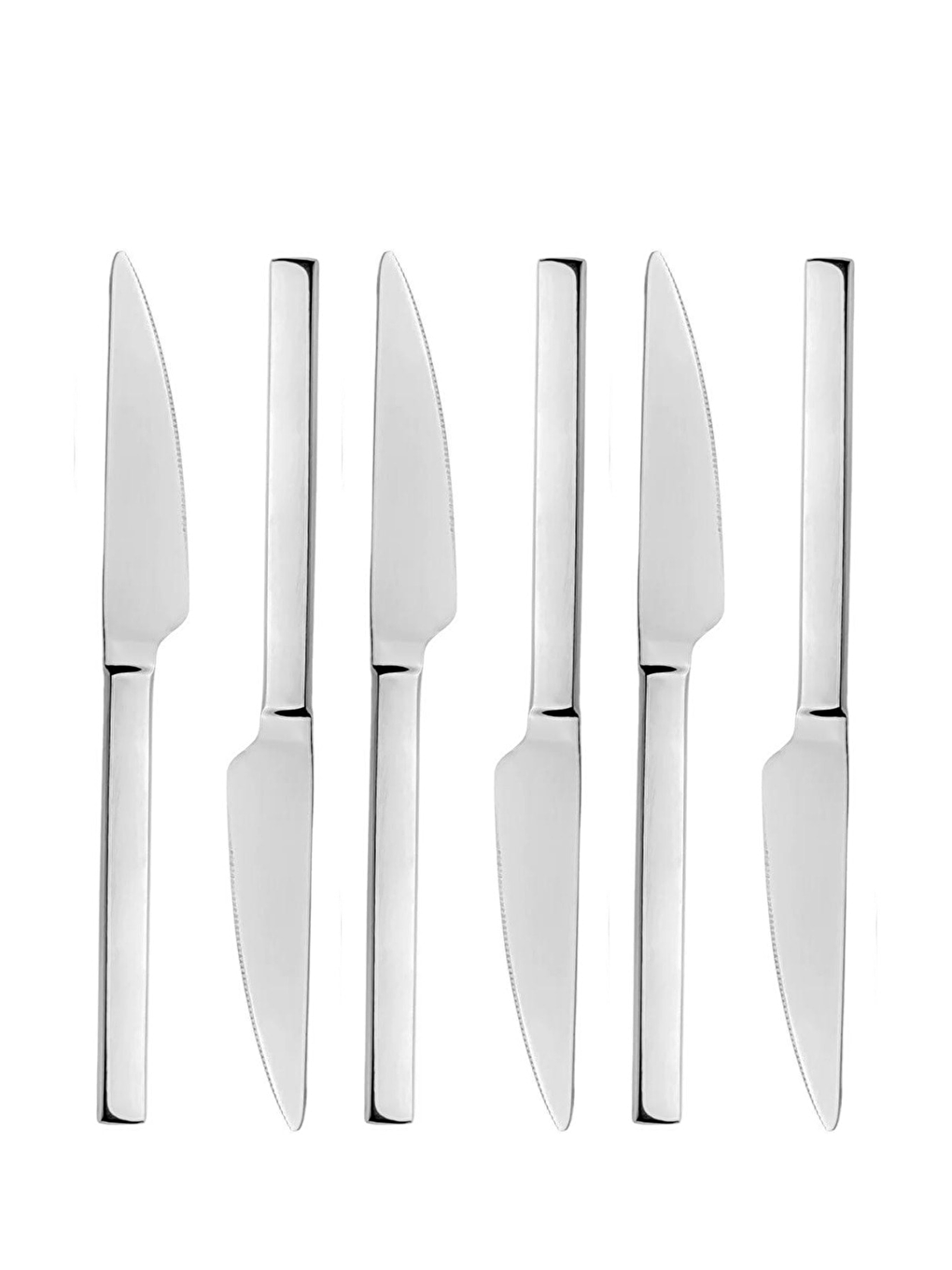 Gri Lüks 6 Parça Gümüş Renk Yemek Bıçak Takımı-2