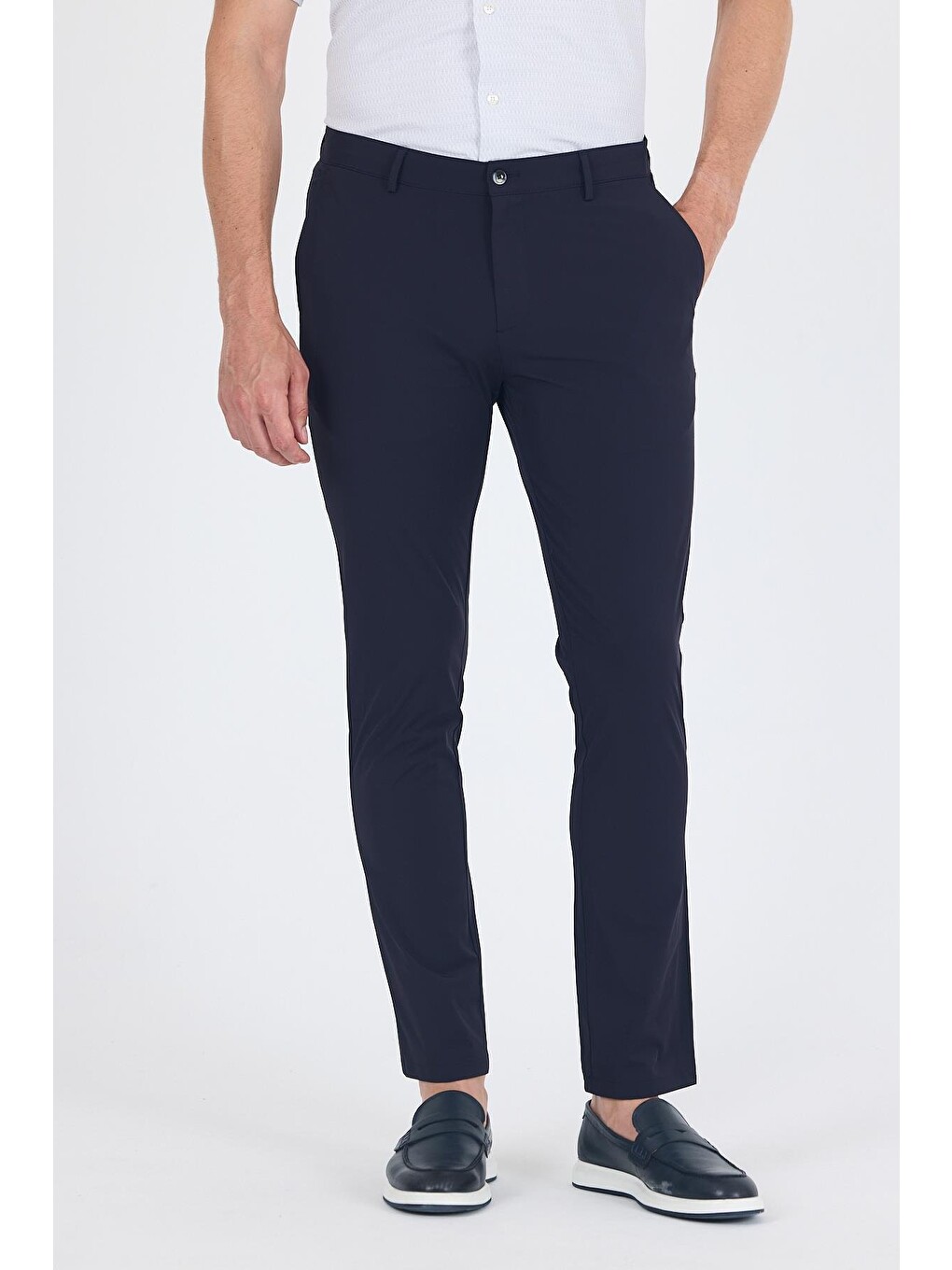 Lacivert Yandan Cepli Casual Slim Fit Pantolon 1003250164-1