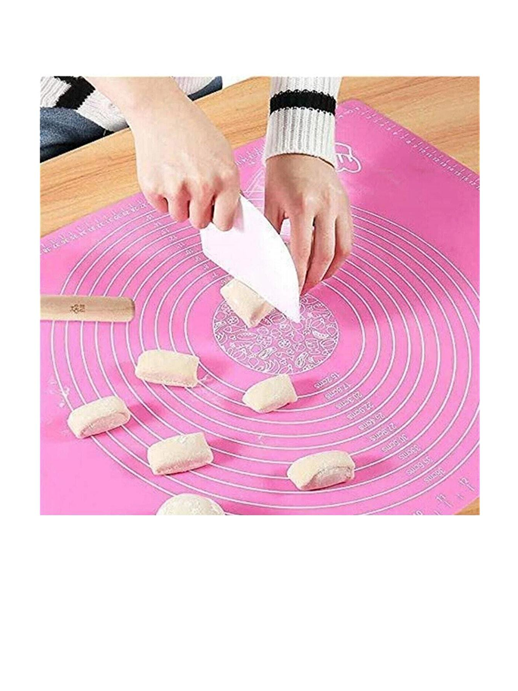 Karışık 2'li Set 45x65 cm Silikon Hamur Açma Matı ve Gri Silikon Yanmaz Mutfak Fırın Eldiveni-4