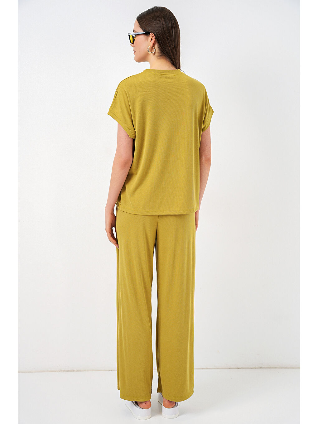 Kadın Örme Bluz Pantolon İkili Takım 30085 - E.Yeşil-5