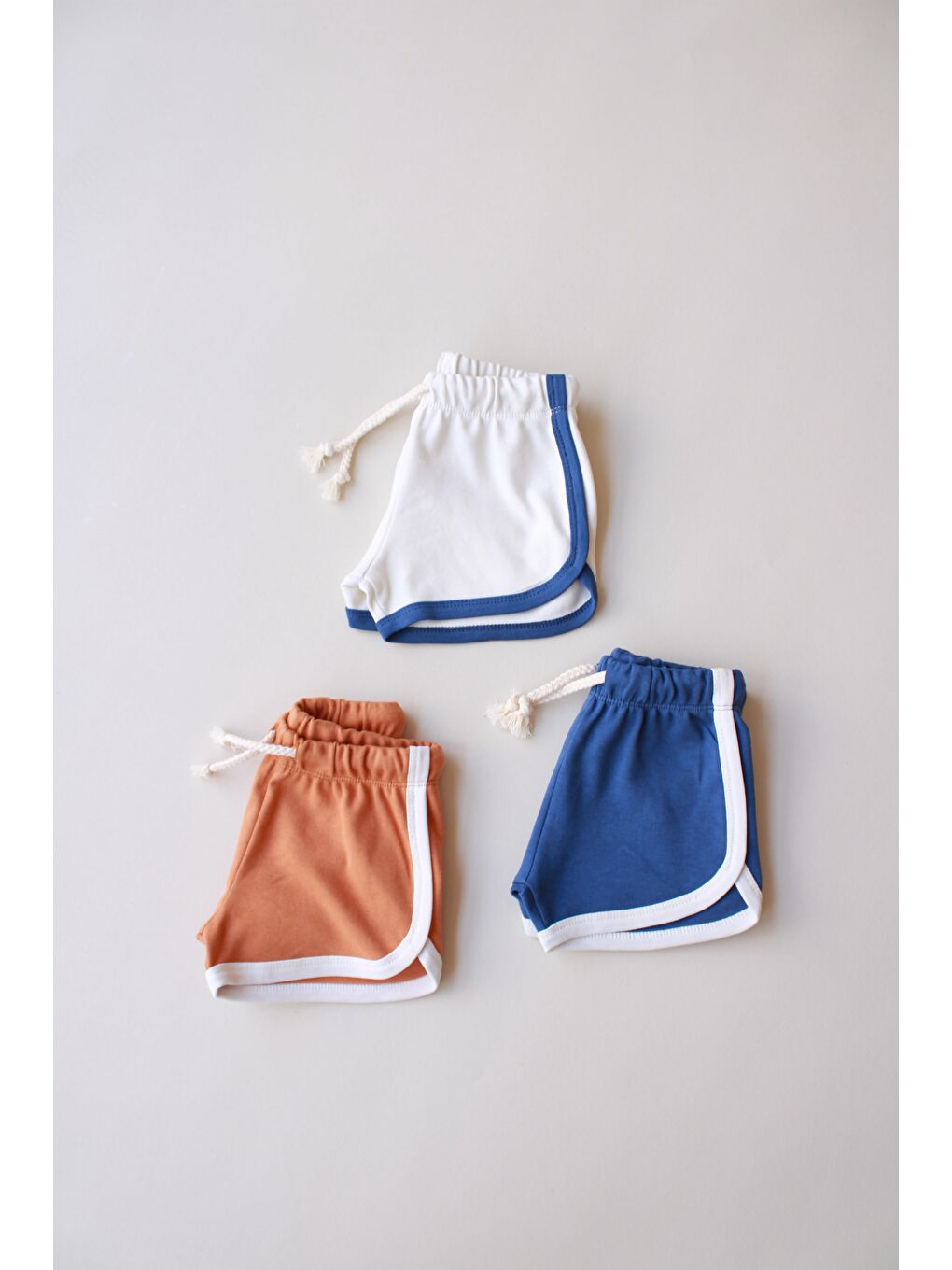 Bej 3'Lü Biyeli Penye Şort Model 4-4