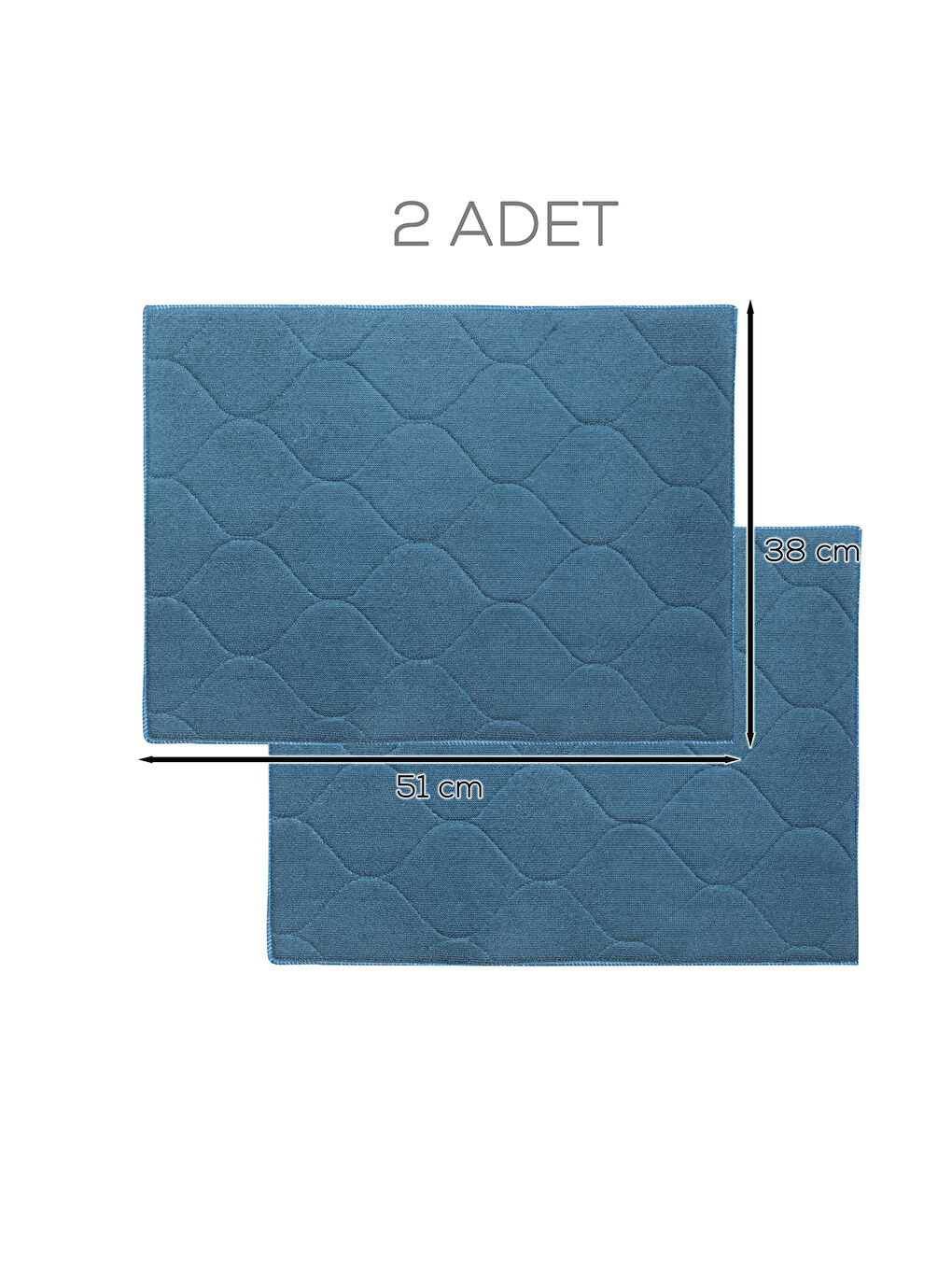 3139-2 2li Mikrofiber Tezgah Üstü Kurutma Matı Kurulama Bezi Süper Emici Bulaşıklık Mavi-3