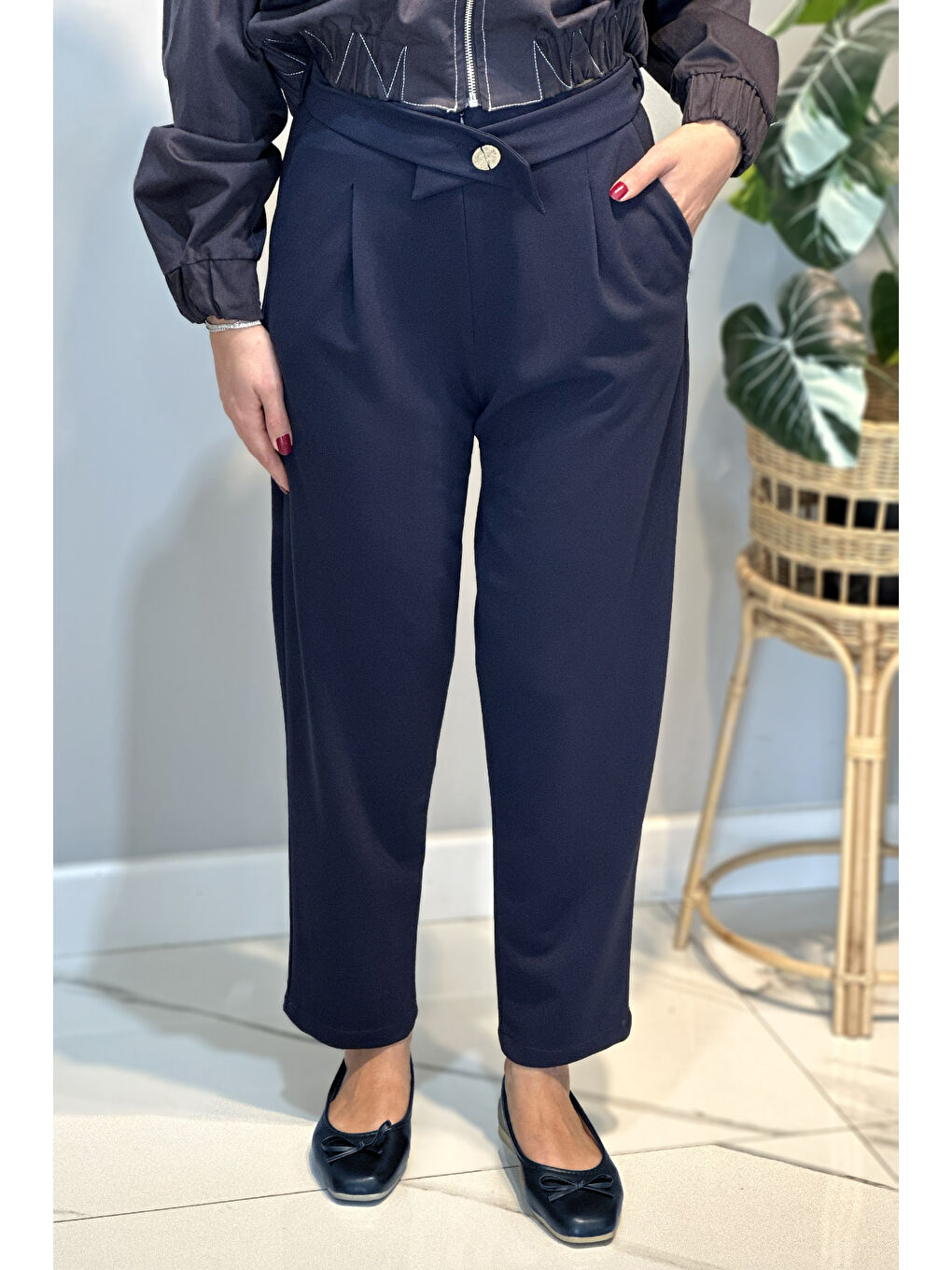 Kuşak Detay Pantolon 16124 Lacivert