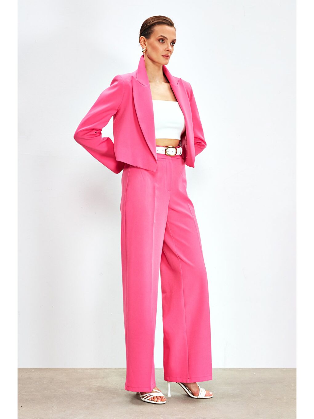 Klasik Bol Paça Pantolon - Pembe