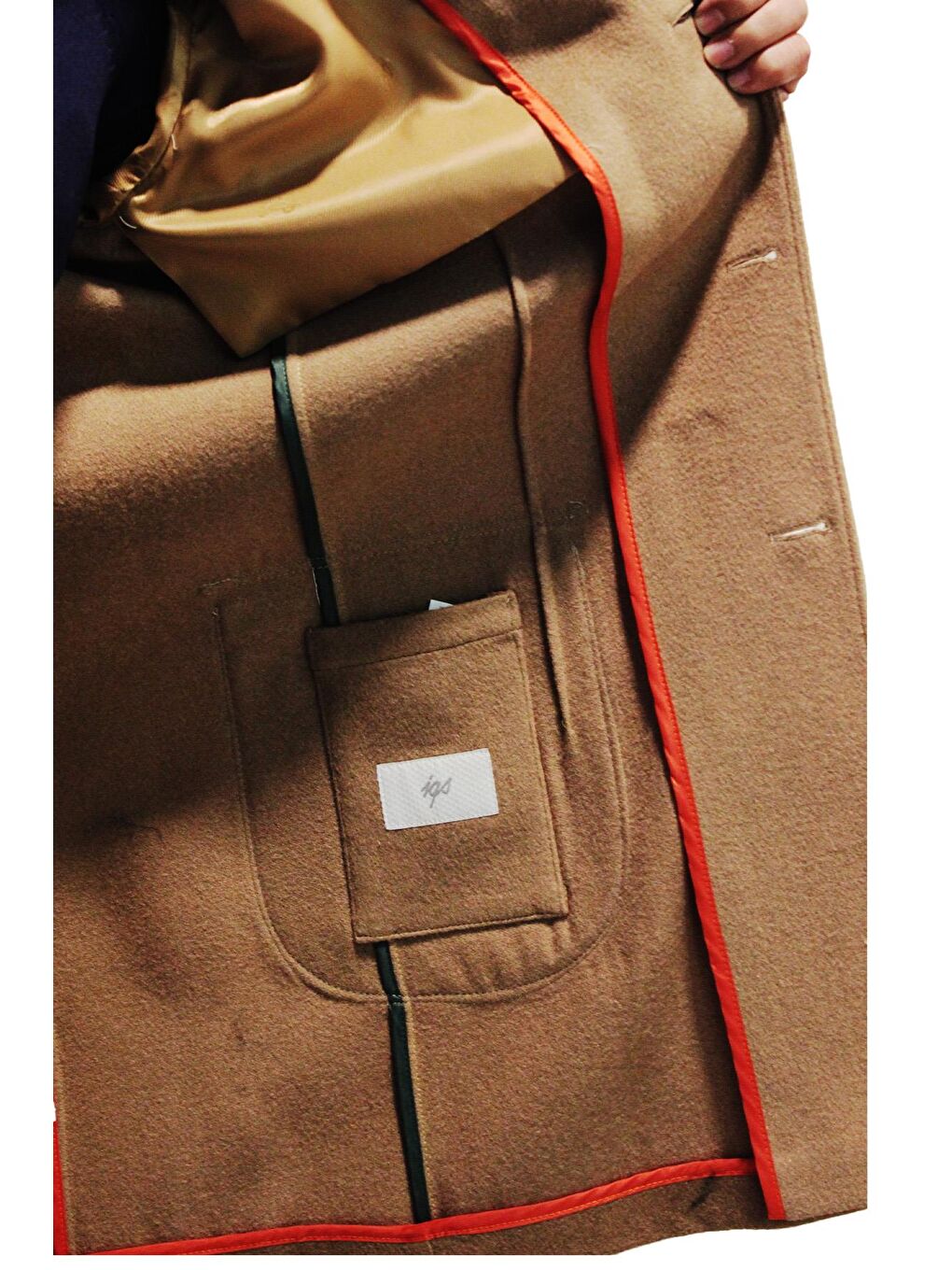 Bej Erkek Camel  / Rahat Kalıp Ceket Yaka Kaban-2