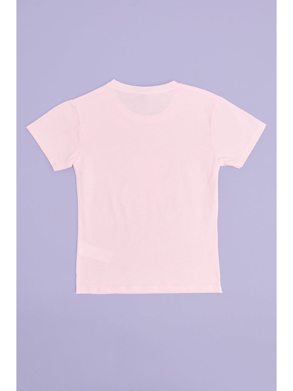 Pembe Çiçek Baskılı Bisiklet Yaka Kız Çocuk Tişört-1