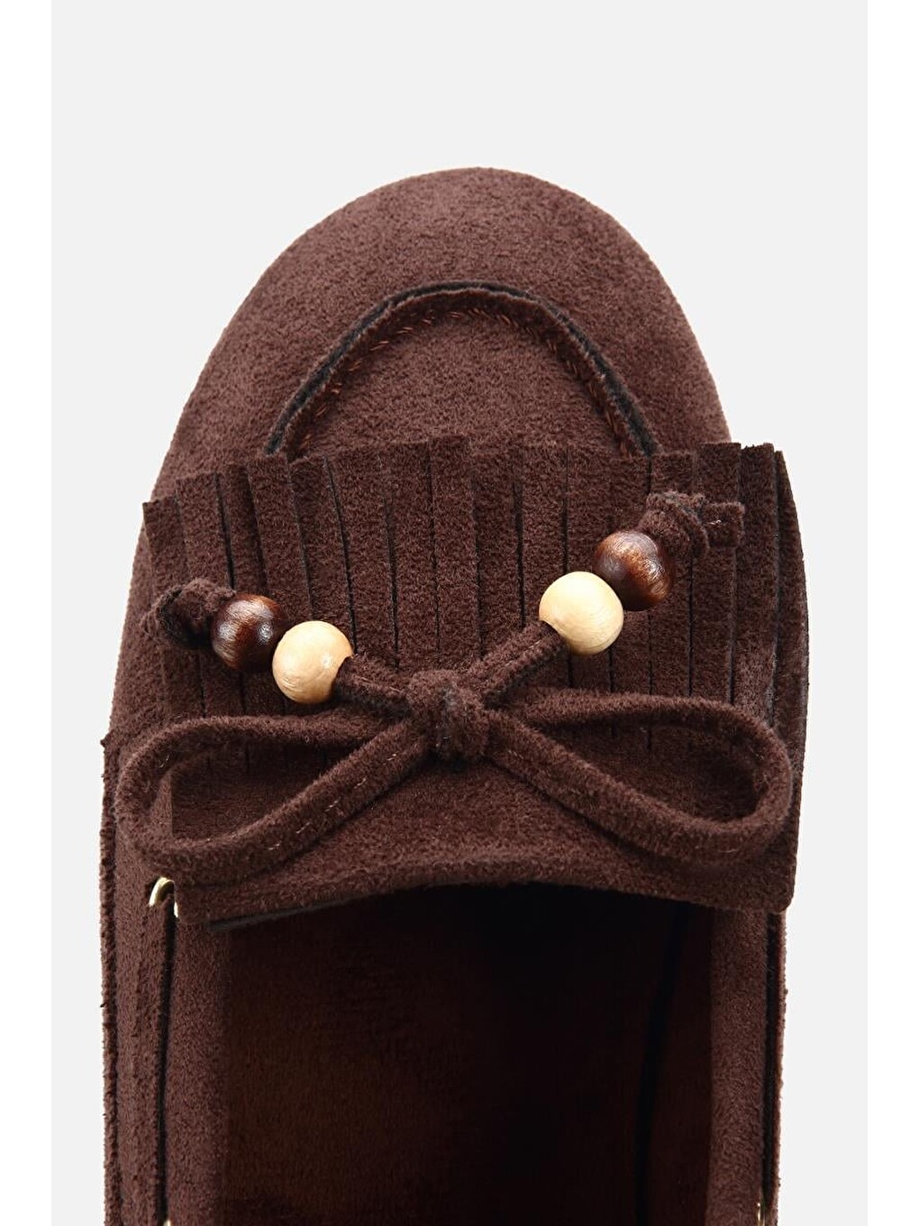 Kadın Kahverengi Süet Fiyonk Detaylı Bağcıklı Loafer-4