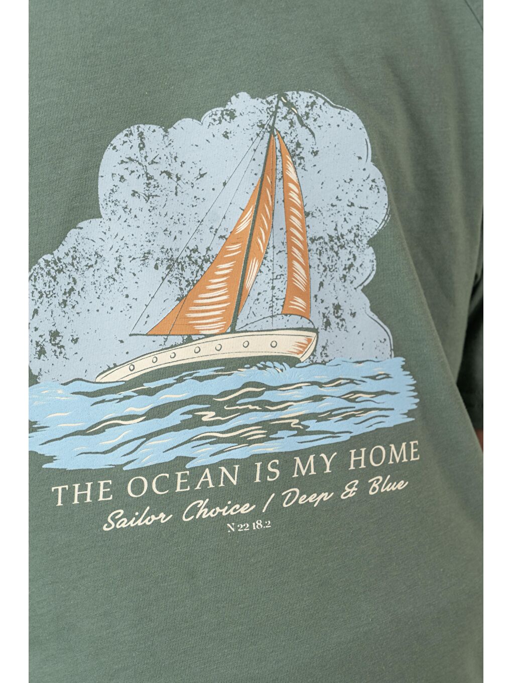 Yeşil Üst Ön Orta Yelken Baskılı Alt Sol Bacak Baskılı Erkek Çocuk Şort - Tişört Takımı-2