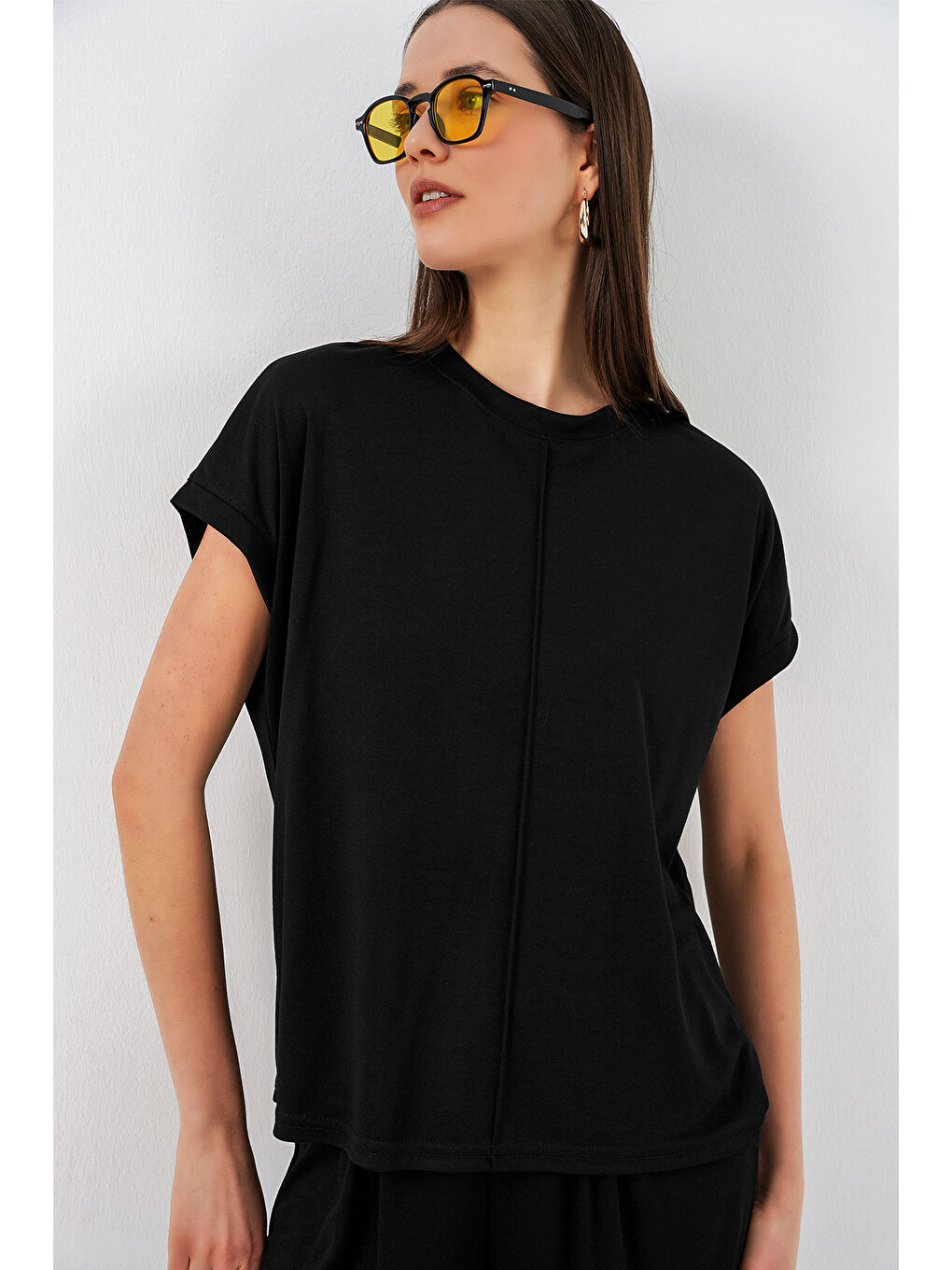 Kadın Örme Bluz Pantolon İkili Takım 30085 - Siyah-1